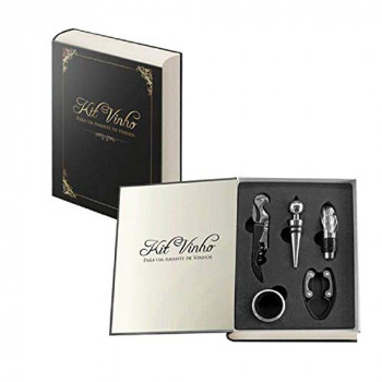 Kit para vinho em formato de livro