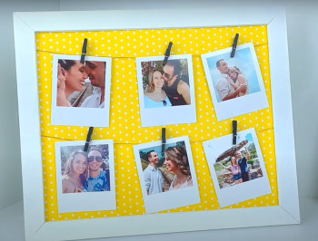 Quadro com varal de fotos